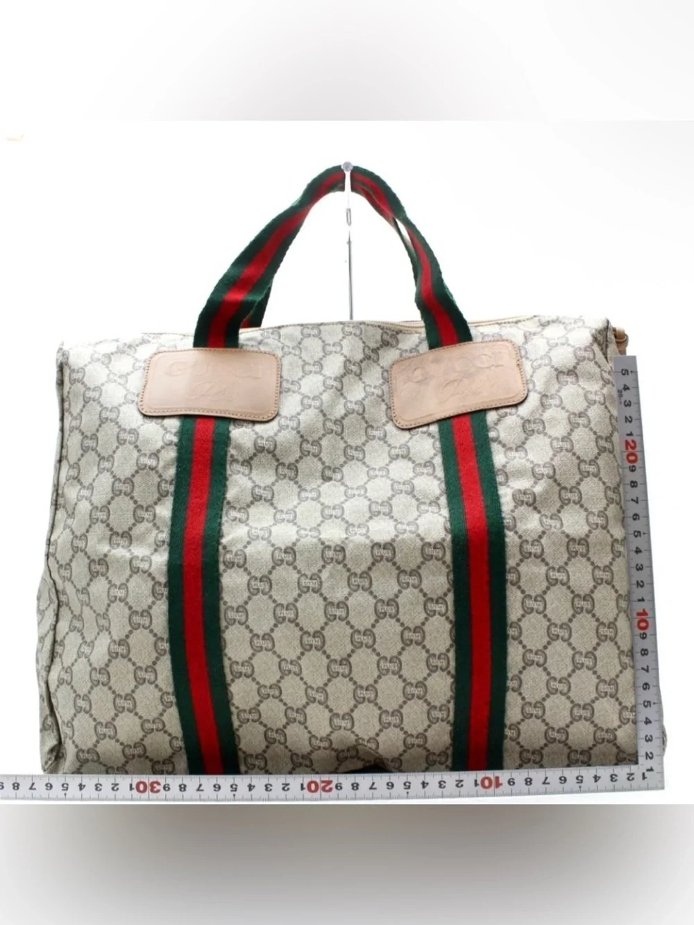 Vintage Gucci Plus GG Monogram Coated Canvas Travel Tote/Duffel Bag